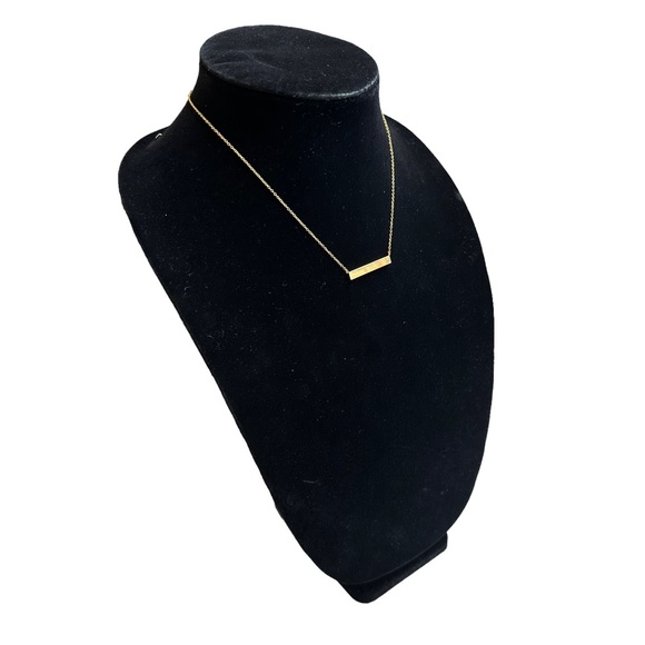 Simple Rectangle Cubic Zirconia Solid 925 Sterling Silver Necklace Gold - Picture 5 of 9